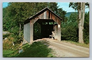 Old Covered Wooden Bridge WAITSFIELD Vermont VINTAGE Postcard A146