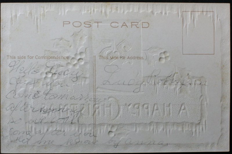 Happy Christmas Holly Embossed