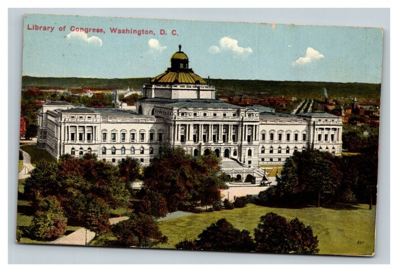 Vintage 1910's Postcard Panoramic View of the Library of Congress Washington DC