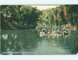 Unused Divided-Back BOAT & PARK SCENE Utika New York NY r7762