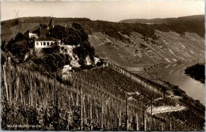 Vtg Zell Germany Marienburg Mosel River Catholic Church RPPC Real Photo Postcard