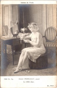RPPC Women in Lingerie The Sweet Note Henry Perrault Real Photo Postcard