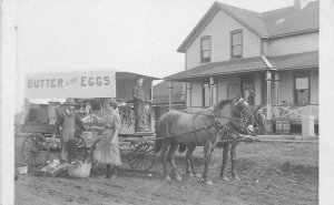 RPPC Postcard C-1910 Butter & Egg wagon Street Scene 23-3684