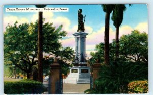 GALVESTON,TX Texas  ~  TEXAS HEROES MONUMENT  c1950s   Postcard