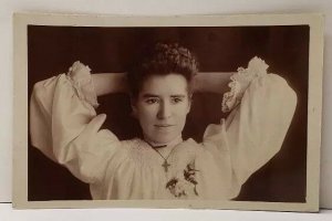 RPPC Pretty Victorian Lady Maude In Remembrance to Olive P. Photo Postcard F4