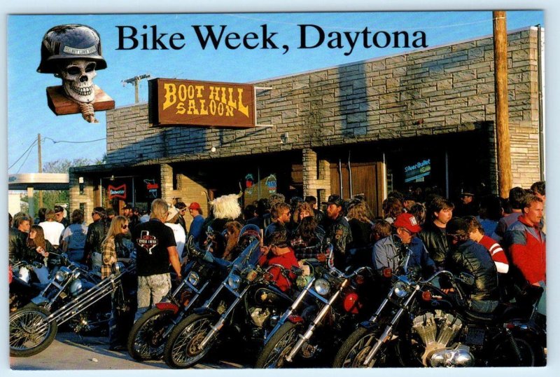 2 Postcards BIKE WEEK, Daytona Beach, FL ~ BOOT HILL SALOON Motorcycles 4x6