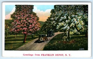 Greetings from FRANKLIN DEPOT, New York NY ~ c1920s Delaware County  Postcard