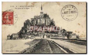 Old Postcard Mont Saint Michel View from the Dam