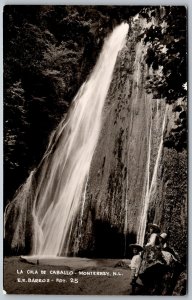 Monterrey Mexico 1940s RPPC Real Photo Postcard La Cola De Caballo Waterfall