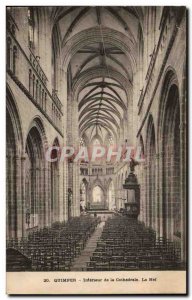 Old Postcard Quimper Interior of the Cathedral