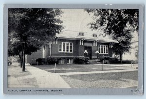 Lagrange Indiana Postcard Public Library Exterior View Building 1942 Clear View