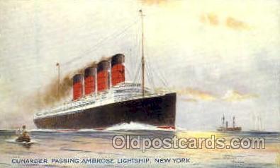 Artist Richard Oliver, Cunarder Passing Ambrose Light ship, New YorkCunard Li...