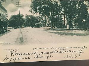 Postcard 1906 View of Broad Street,Corner of Summer Street in  Stamford, CT.  T4