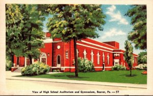 Pennsylvania Beaver View Of High School Auditorium and Gymnasium 1949 Dexter ...