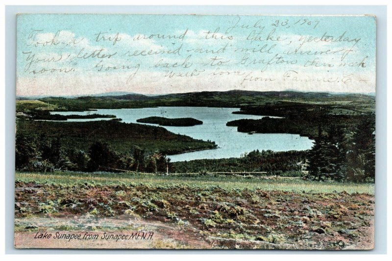 c. 1907 Lake Sunapee from Sunapee Mt. NH Postcard Undivided Posted