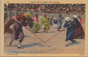 Postcard Native American Papago Women Playing Taka at Rodeo