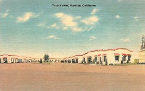 YUCCA COURTS Guymon, Oklahoma Texas Co. Roadside c1940s Linen Vintage Postcard