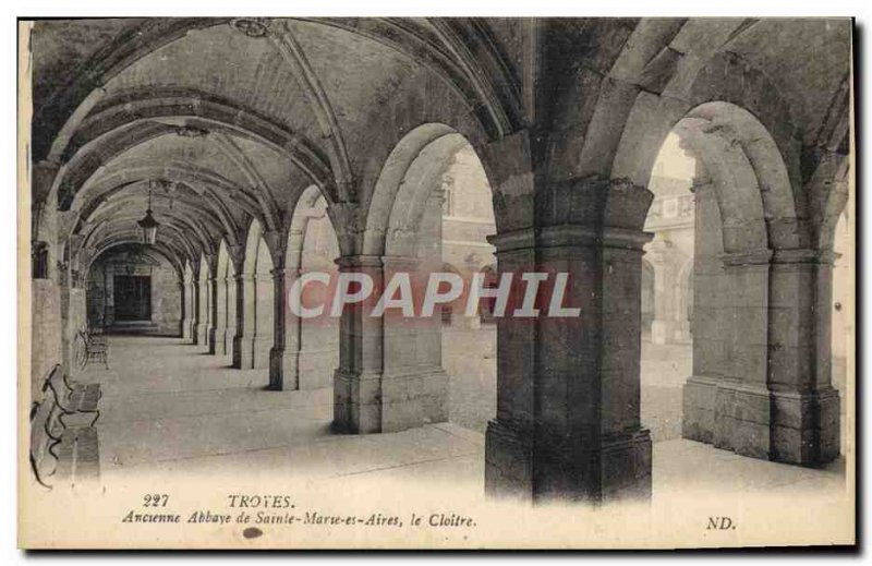 Old Postcard Troyes Abbey St Mary Es Aires Cloitre