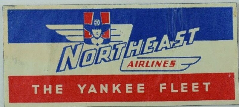 1940's-50's North-East Airlines The Yankee Fleet Luggage Label Original E18