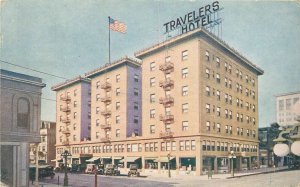 Postcard 1923 California Sacramento Travelers Hotel autos Sunset Press 22-13404