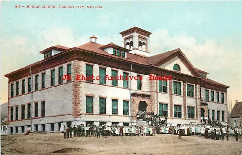 NV, Carson City, Nevada, Public School Building, Exterior View, Mitchell No 80