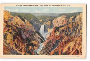 Yellowstone National Park Postcard 1930-1950 Grand Canyon From Artist Point