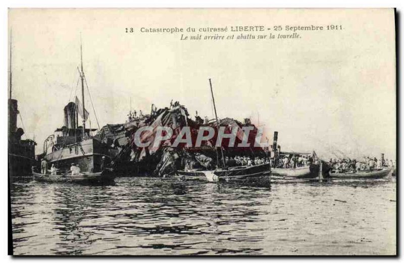 Old Postcard Boat Catastrophe of Freedom Breastplate The matte back struck th...