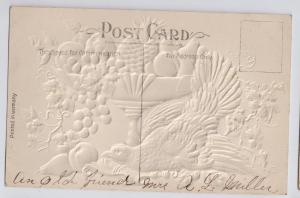 Birthday Greetings Airbrushed Dove Fruit Bowl Vintage Embossed Postcard