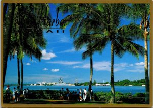 VINTAGE CONTINENTAL SIZE POSTCARD MODERAN DAY PEARL HARBOR O'AHU HAWAII