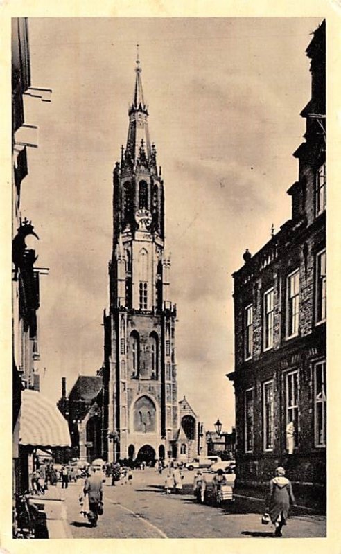 Markt met Nieuwe Kerk Delft Holland 1953 