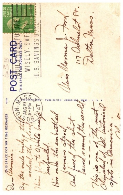 Massachusetts Concord , Old North Bridge and Monument