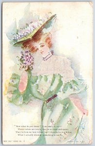 Postcard c1914 Split Ring Cancel La Have Nova Scotia Just Girl Art Nouveau