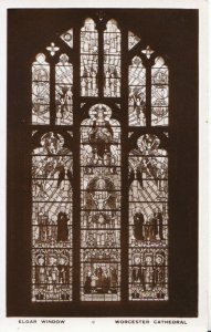 Worcestershire Postcard - Cathedral - Elgar Window - Real Photograph  Ref 15525A