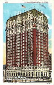 CHICAGO, Illinois IL    THE BLACKSTONE HOTEL & Street View    c1920's Postcard