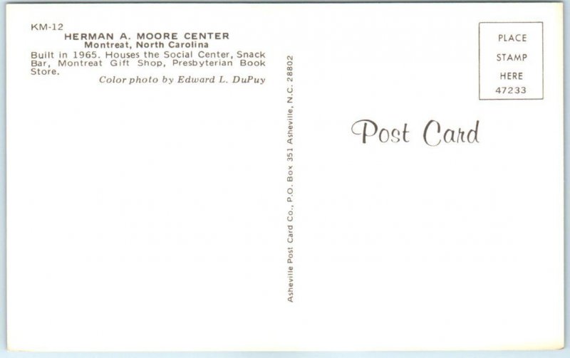 Postcard - Herman A. Moore Center, Montreat, North Carolina