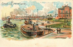 c1900 Bremerhaven Germany Gruss Aus undivided Postcard 25-11989