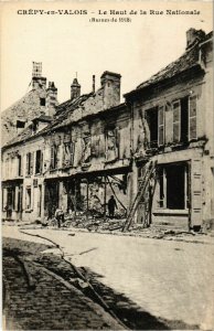 CPA Crepy-en-Valois - Le Haut de la Rue Nationale - Ruines de 1918 (1032394)