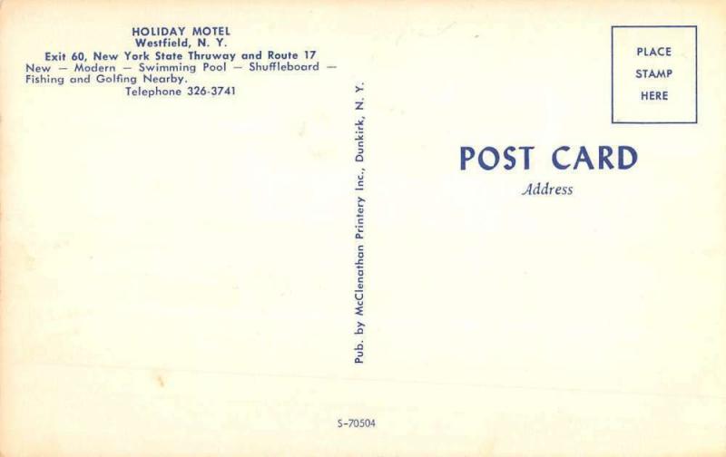 Westfield New York Holiday Motel Street View Vintage Postcard K94626