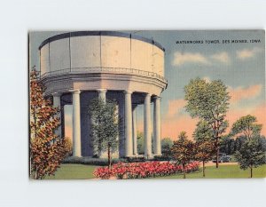 Postcard Waterworks Tower, Des Moines, Iowa