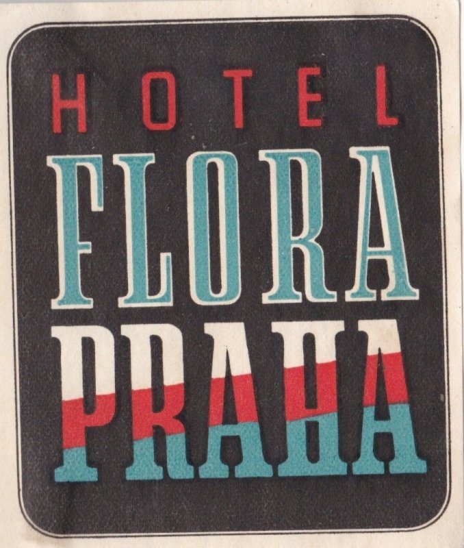 Czechoslovakia Praha Hotel Flore Vintage Luggage Label lbl0836