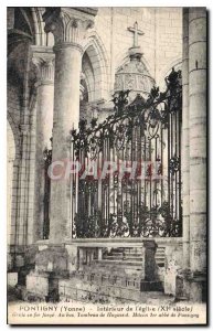 Postcard Old Pontigny Yonne inside the church XI century grid iron forye the ...