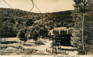 Chair :Lift Mt Sunapee State Park New Hampshire 1940s RPPC Photo Postcard 12176