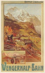 Berner Oberland Wengernalp Bahn Switzerland Travel Poster Postcard