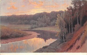 Lot124 e volkov river painting postcard russia artist signed