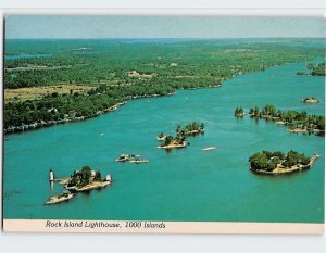 Postcard Bird's-Eye View of Rock Island Lighthouse 1000 Islands New York USA