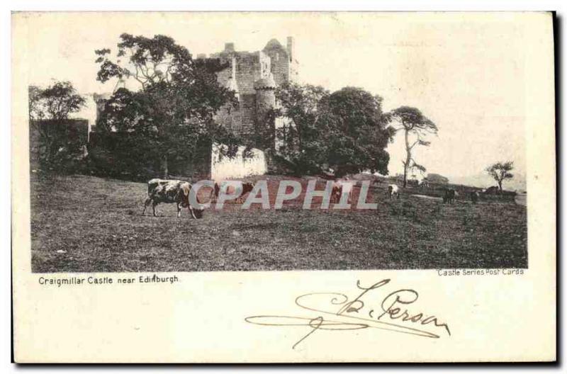 Postcard Old castle near Edinburgh Craigmillar Cows