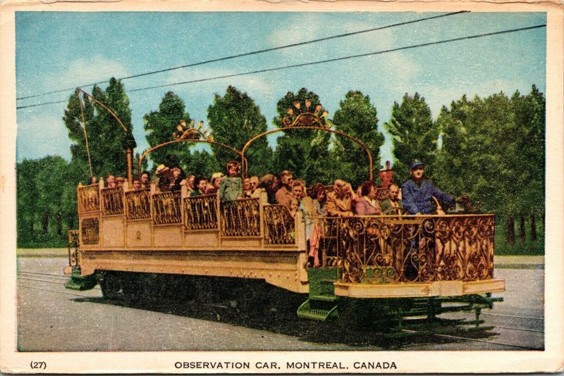 Obervation Car Montreal Canada WB Postcard VTG UNP Unused Carte Postale 