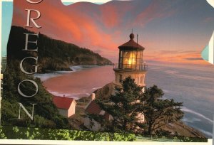 Vintage Postcard Hecta Head Lighthouse Along Oregon Coast Regon