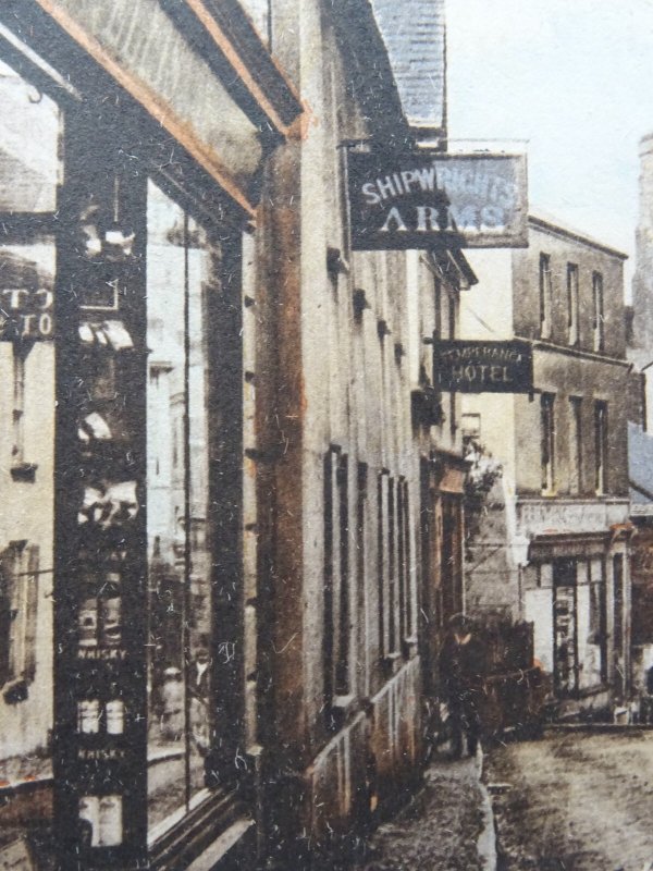 Devon SALCOMBE Fore Street shows SHIPWRIGHTS ARMS & TEMPERANCE HOTEL c1905 PC