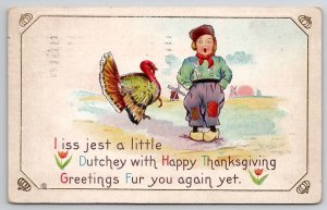 Thanksgiving Greetings from a Little Dutch Boy Postcard J29